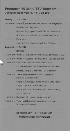 60 Jahre TSV-Degmarn - Programm